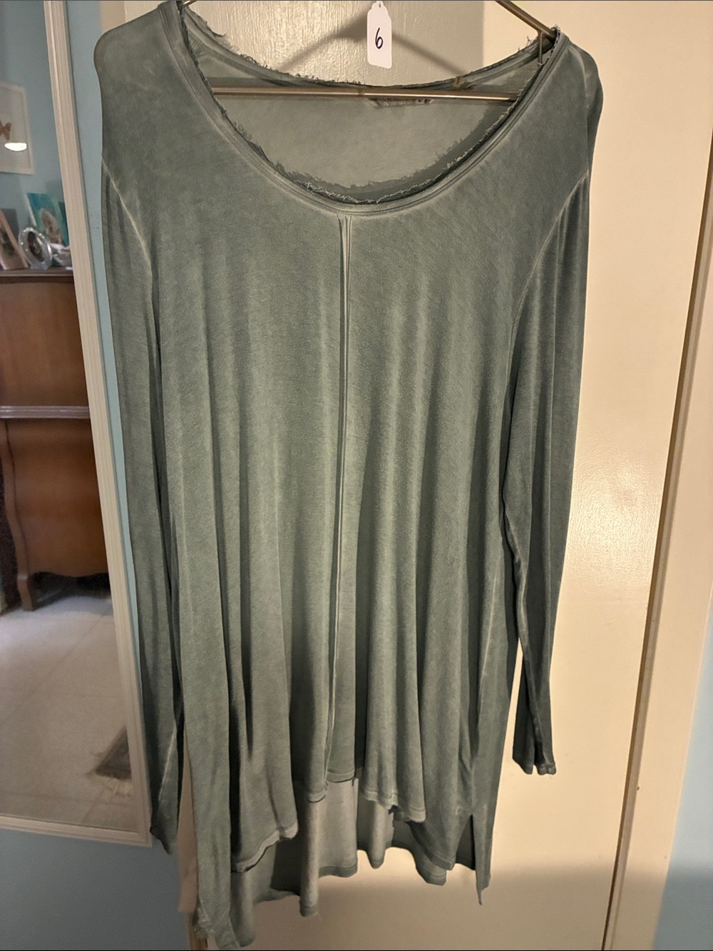 Soft Surroundings Sage-Green Long Sleeve Scoop Neck Tunic